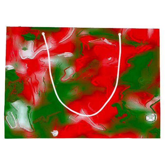 Abstract rood, wit en groen groot cadeauzakje (Achterkant)