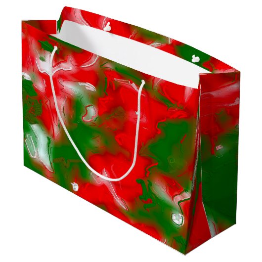 Abstract rood, wit en groen groot cadeauzakje (Achterkant Gekanteld)