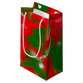 Abstract rood, wit en groen klein cadeauzakje (Voorkant Gekanteld)