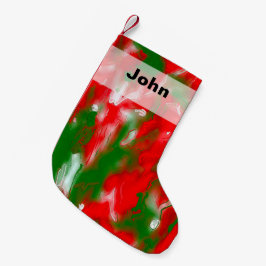Abstract rood, wit en groen kleine kerstsok
