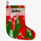 Abstract rood, wit en groen kleine kerstsok (Voorkant)