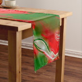 Abstract rood, wit en groen korte tafelloper (Voorbeeld)