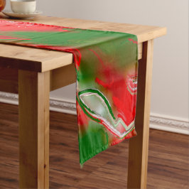 Abstract rood, wit en groen korte tafelloper