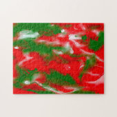Abstract rood, wit en groen legpuzzel (Horizontaal)