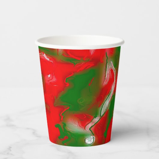 Abstract rood, wit en groen papieren bekers (Achterkant)