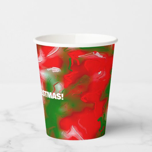 Abstract rood, wit en groen papieren bekers (Links)