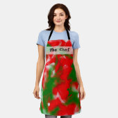 Abstract rood, wit en groen schort (Gedragen)