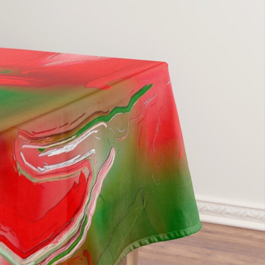 Abstract rood, wit en groen tafelkleed (Voorbeeld)