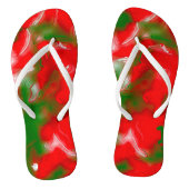 Abstract rood, wit en groen teenslippers (Voetbed)