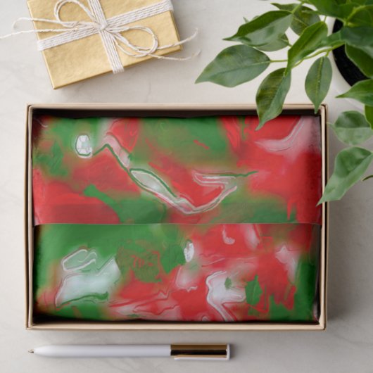 Abstract rood, wit en groen tissuepapier (Geschenk)
