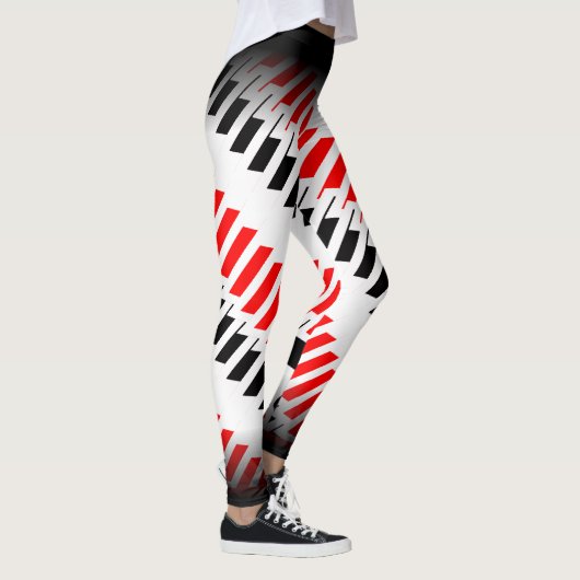 Abstract rood wit en zwart Patroon met naam Leggings (Rechts)