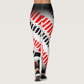 Abstract rood wit en zwart Patroon met naam Leggings (Achterkant)
