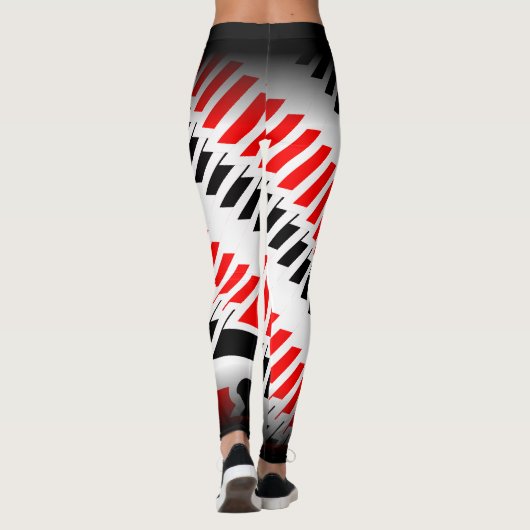 Abstract rood wit en zwart Patroon met naam Leggings (Achterkant)
