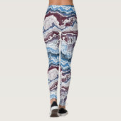 Abstract rood-wit-mineralen Agate Art Patroon Leggings (Achterkant)