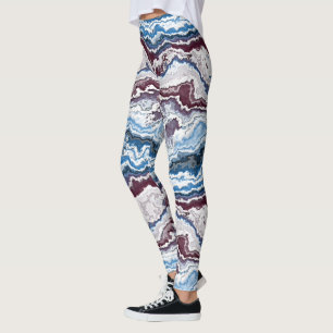 Abstract rood-wit-mineralen Agate Art Patroon Leggings