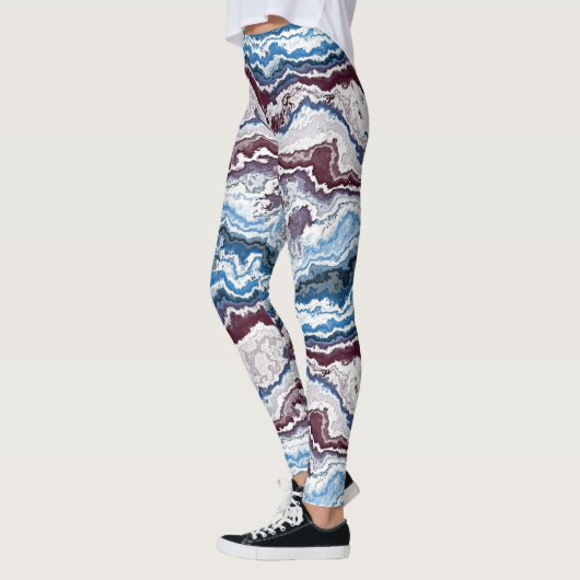 Abstract rood-wit-mineralen Agate Art Patroon Leggings (Links)