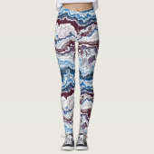 Abstract rood-wit-mineralen Agate Art Patroon Leggings (Voorkant)