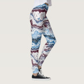 Abstract rood-wit-mineralen Agate Art Patroon Leggings (Rechts)