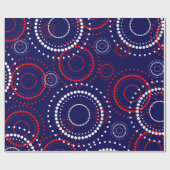 Abstract rood wit vuurwerk op Blauw Cadeaupapier (Vlak)