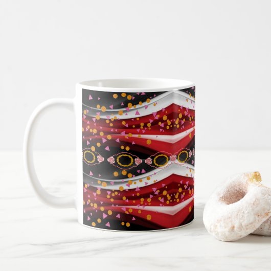 Abstract Rood Wit Zwart Mok (Met donut)