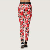 Abstract rood wit zwart schilderplaatjespatroon leggings (Achterkant)