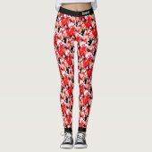 Abstract rood wit zwart schilderplaatjespatroon leggings (Voorkant)