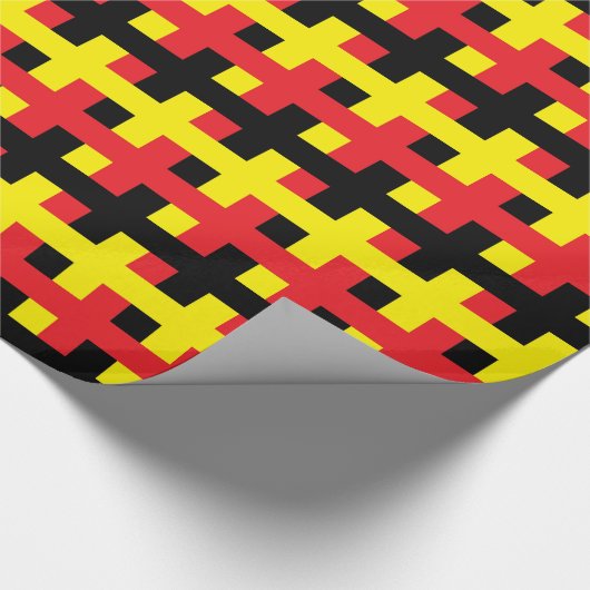 Abstract rood, zwart en geel cadeaupapier (Hoek)