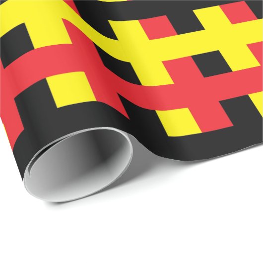 Abstract rood, zwart en geel cadeaupapier (Rol Hoek)