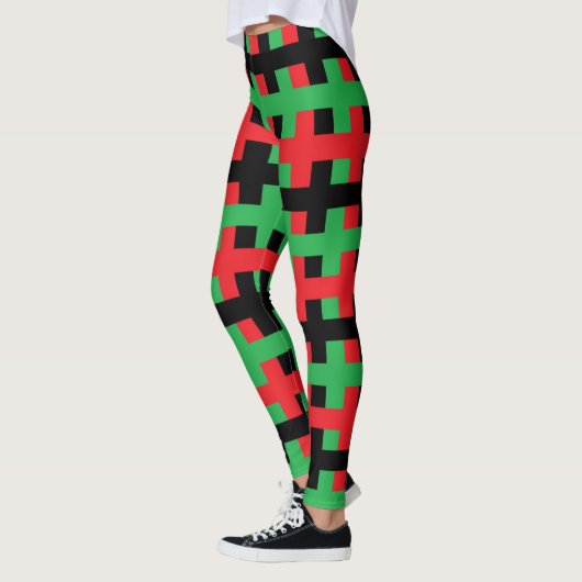 Abstract rood, zwart en groen leggings (Links)