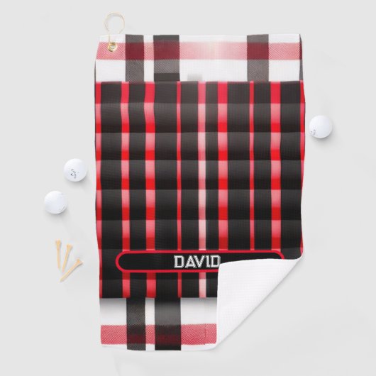 Abstract rood zwart geplakt modern Collectie Golfhanddoek (Insitu)