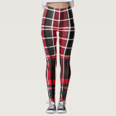 Abstract rood zwart geplakt Populair Collectie Leggings (Voorkant)