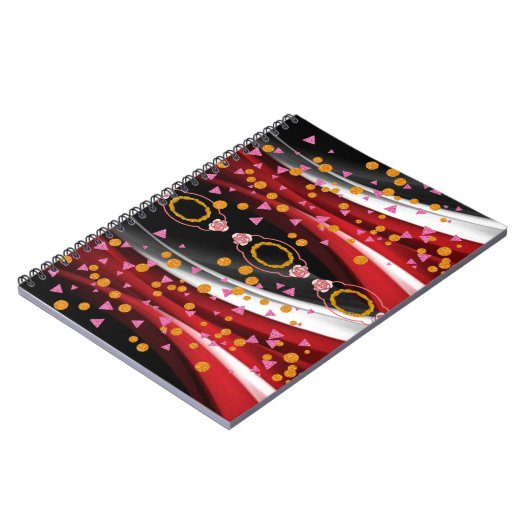 Abstract rood zwart notitieboek (Linkerzijde)