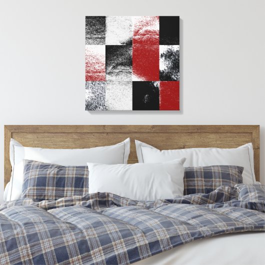 Abstract rood zwart steen afwerking collage kunstw canvas afdruk (Insitu (Slaapkamer))