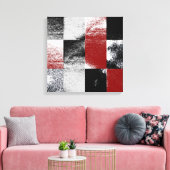 Abstract rood zwart steen afwerking collage kunstw canvas afdruk (Insitu (Woonkamer))