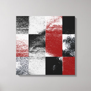 Abstract rood zwart steen afwerking collage kunstw canvas afdruk