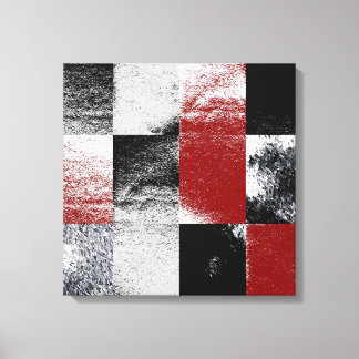 Abstract rood zwart steen afwerking collage kunstw canvas afdruk
