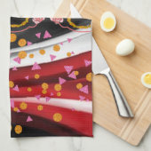Abstract Rood Zwart Wit Keuken Handdoek (Quarter Fold)