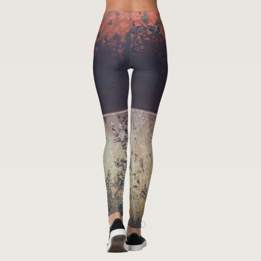 Abstract roodbruine roestroestvrij leggings (Achterkant)
