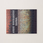 Abstract roodbruine roestroestvrij legpuzzel (Horizontaal)