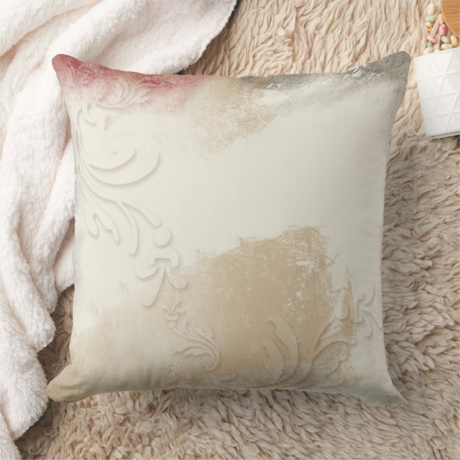 Abstract rooddecor van Cream Tan Kussen (Deken)