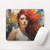 Abstract roodharig meisje muismat (Met muis)