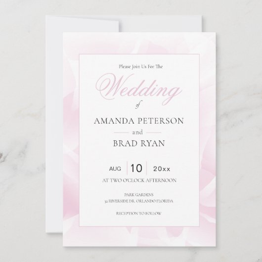 Abstract Roos bruiloft uitnodiging (Voorkant)