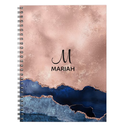 Abstract Roos en marineblauw - Notitieboek voor ha (Voorkant)