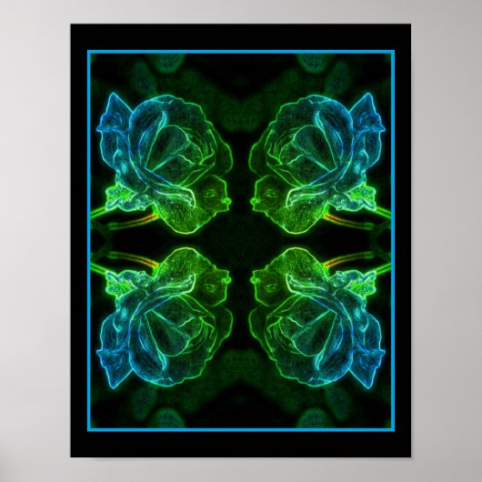 Abstract Roos Fantasy Flower Poster (Voorkant)