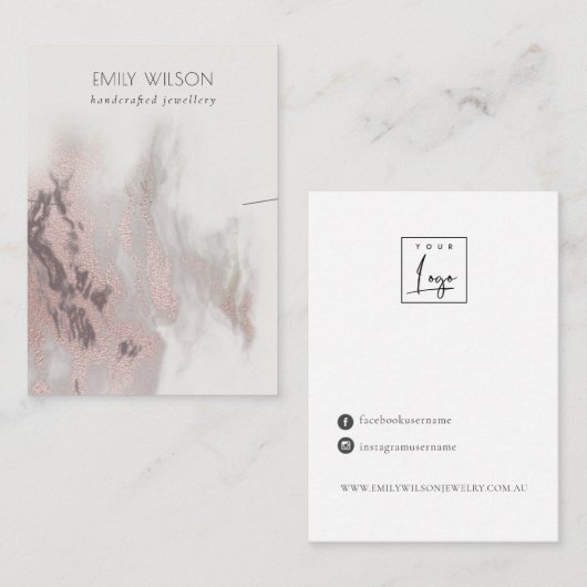 Abstract Roos Gold Agate Ketting Band display Visitekaartje (Voorkant / Achterkant)