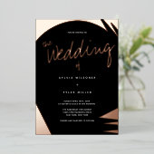 Abstract Roos Gold Burnt Oranje Typografie Weddens Folie Uitnodiging (Staand Voorkant)