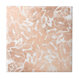 Abstract Roos Gold Floral Patroon Tegeltje