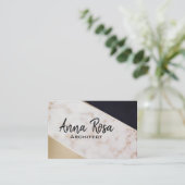 *~* Abstract Roos Gold Foil Geometric Block Visitekaartje (Staand voorkant)