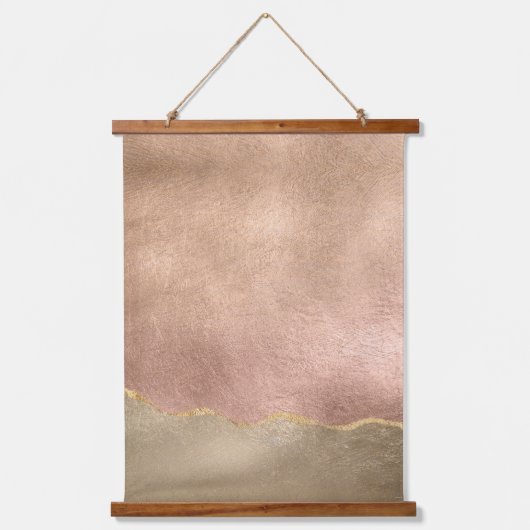 Abstract Roos Gold Iridescent geborsteld metaaleff Hangend Wandkleed (Voorkant)