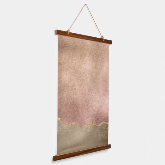 Abstract Roos Gold Iridescent geborsteld metaaleff Hangend Wandkleed (Gebogen)